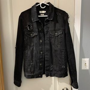 Topman Distressed Denim jacket black